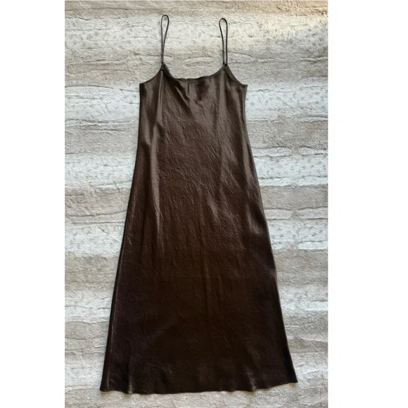 VINCE Satin Slip Dress in Nutwood Size S - Picture 6 of 16